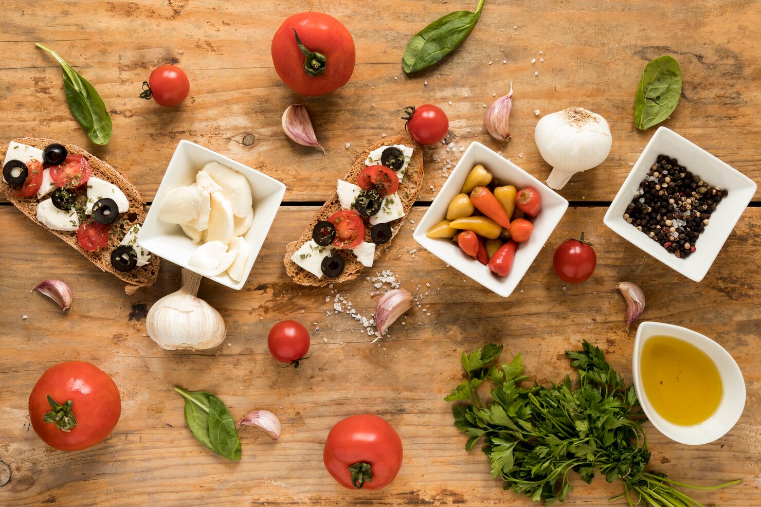 Ingredientes frescos mediterráneos